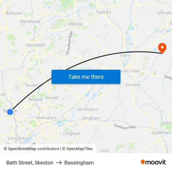 Bath Street, Ilkeston to Bassingham map