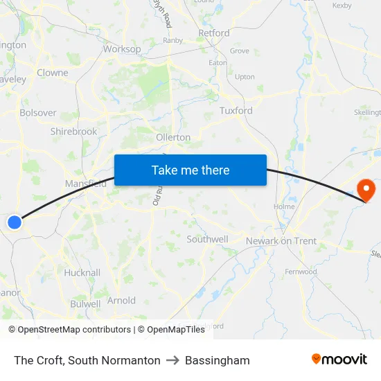 The Croft, South Normanton to Bassingham map