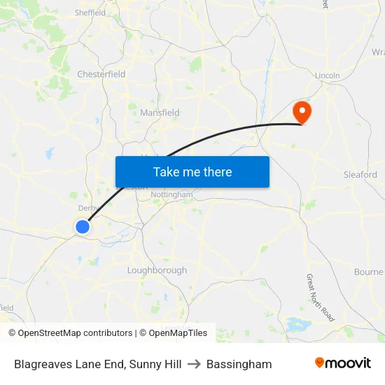 Blagreaves Lane End, Sunny Hill to Bassingham map