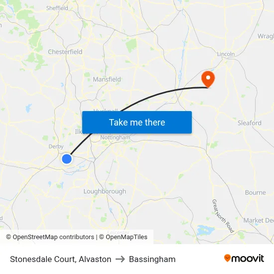 Stonesdale Court, Alvaston to Bassingham map