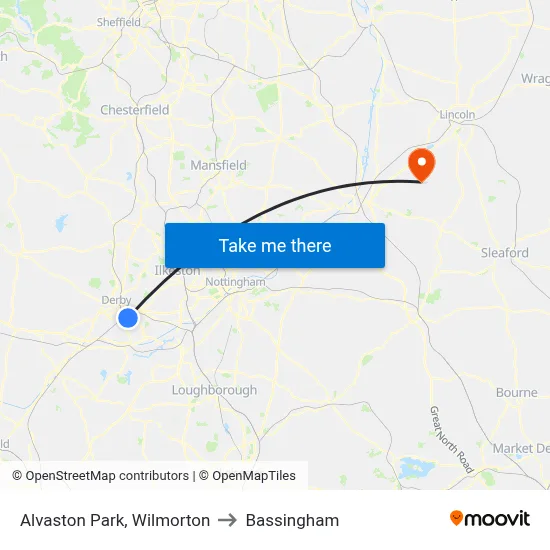 Alvaston Park, Wilmorton to Bassingham map