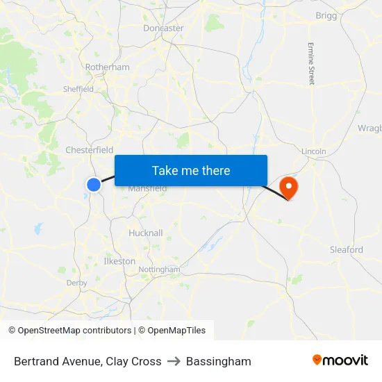 Bertrand Avenue, Clay Cross to Bassingham map