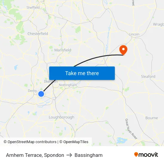 Arnhem Terrace, Spondon to Bassingham map