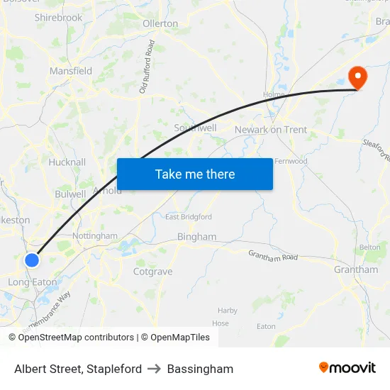 Albert Street, Stapleford to Bassingham map