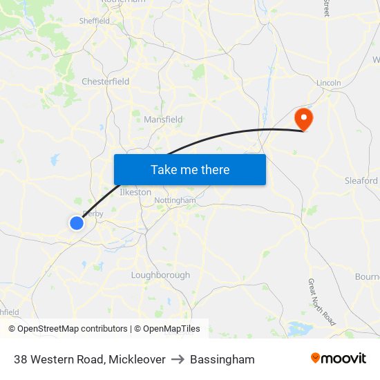 38 Western Road, Mickleover to Bassingham map