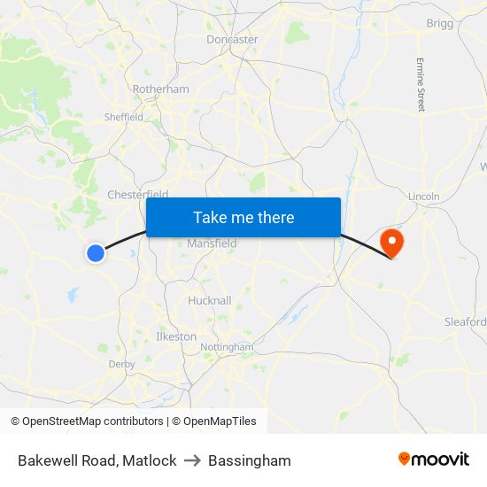 Bakewell Road, Matlock to Bassingham map