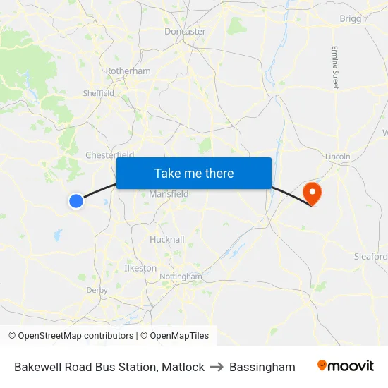 Bakewell Road Bus Station, Matlock to Bassingham map