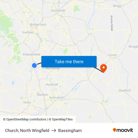 Church, North Wingfield to Bassingham map