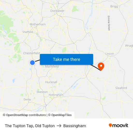 The Tupton Tap, Old Tupton to Bassingham map