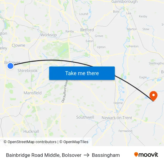 Bainbridge Road Middle, Bolsover to Bassingham map