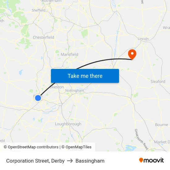 Corporation Street, Derby to Bassingham map