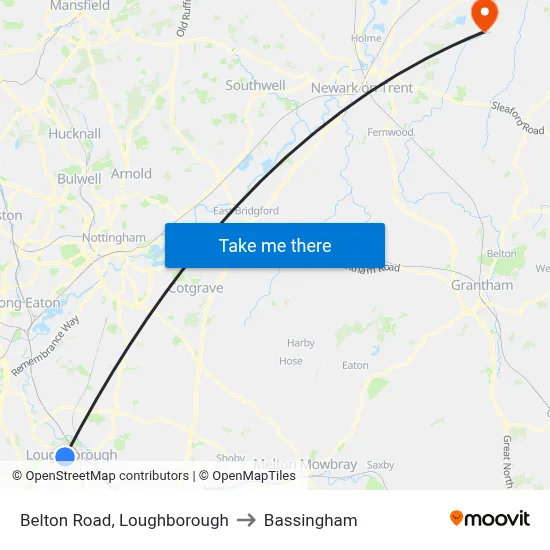 Belton Road, Loughborough to Bassingham map