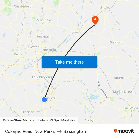 Cokayne Road, New Parks to Bassingham map