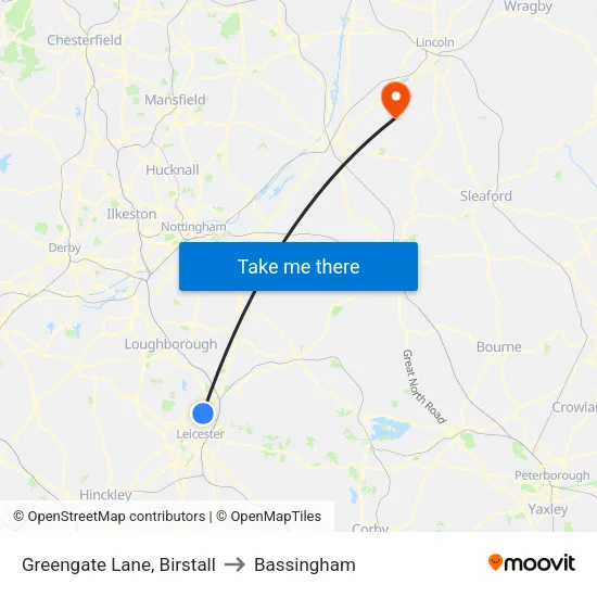 Greengate Lane, Birstall to Bassingham map