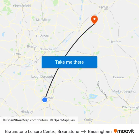 Braunstone Leisure Centre, Braunstone to Bassingham map