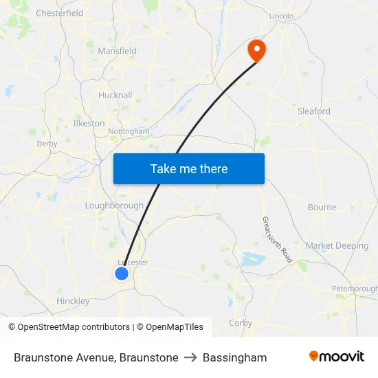Braunstone Avenue, Braunstone to Bassingham map