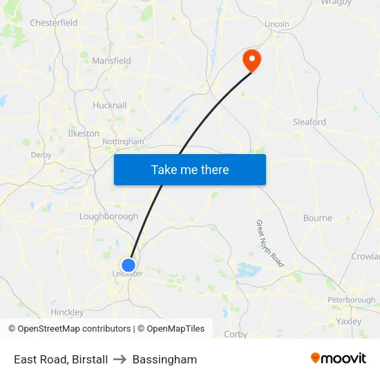 East Road, Birstall to Bassingham map