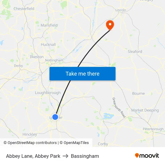 Abbey Lane, Abbey Park to Bassingham map