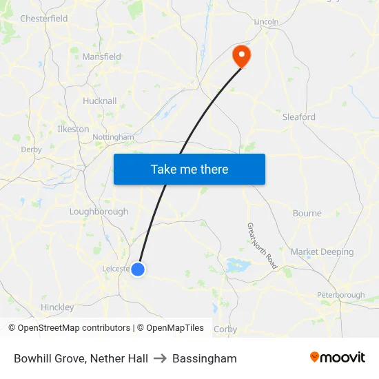 Bowhill Grove, Nether Hall to Bassingham map