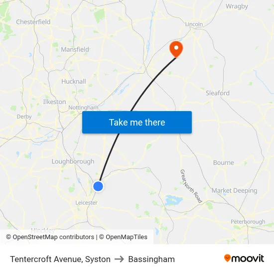 Tentercroft Avenue, Syston to Bassingham map