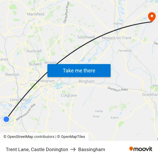 Trent Lane, Castle Donington to Bassingham map