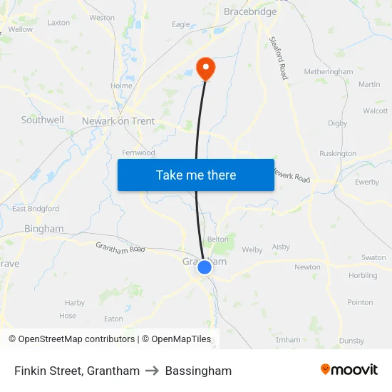 Finkin Street, Grantham to Bassingham map