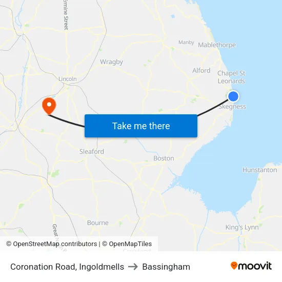 Coronation Road, Ingoldmells to Bassingham map