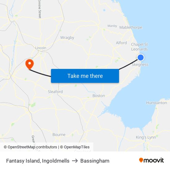 Fantasy Island, Ingoldmells to Bassingham map