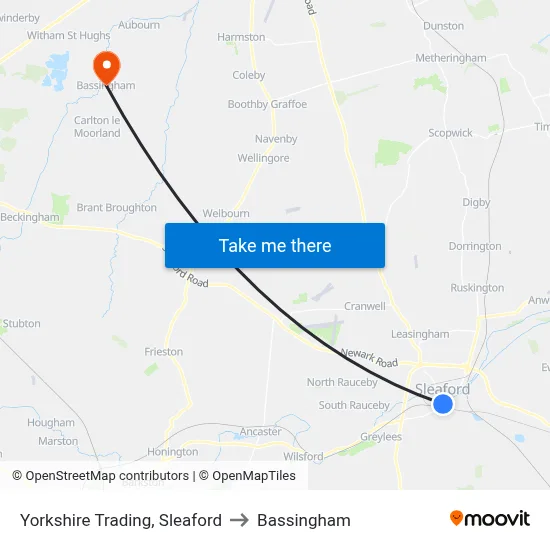Yorkshire Trading, Sleaford to Bassingham map