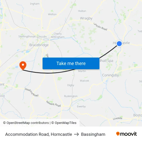 Accommodation Road, Horncastle to Bassingham map