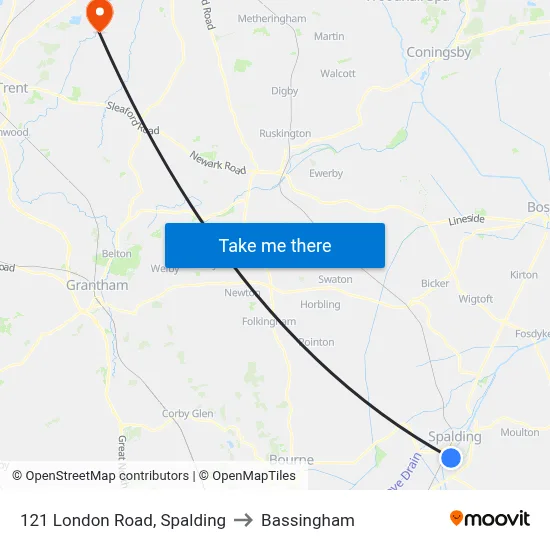 121 London Road, Spalding to Bassingham map