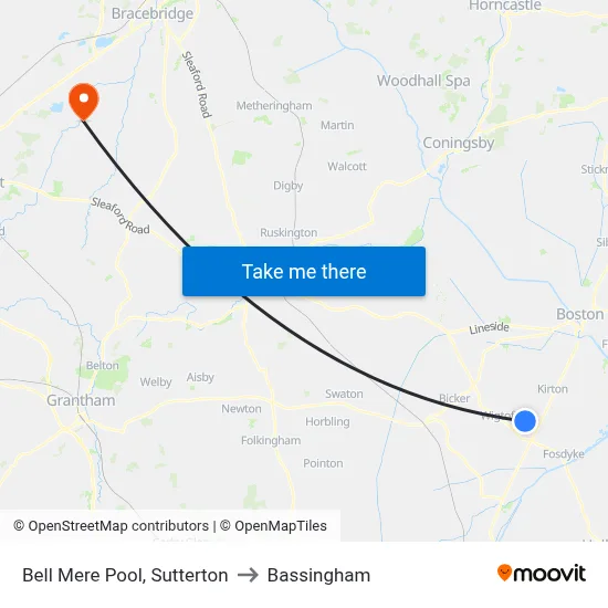 Bell Mere Pool, Sutterton to Bassingham map