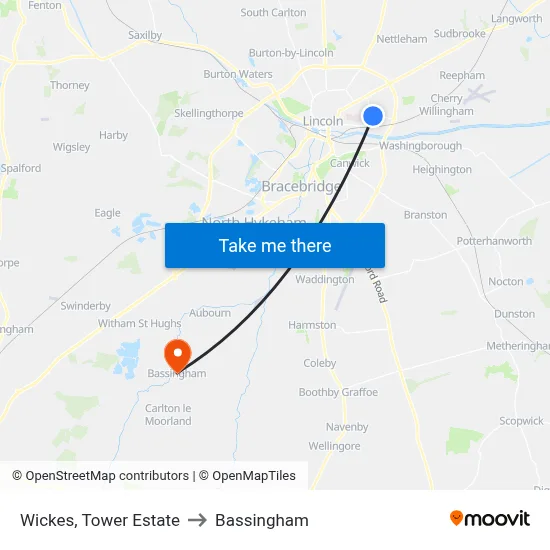 Wickes, Tower Estate to Bassingham map