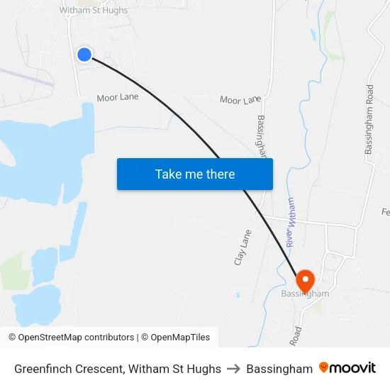 Greenfinch Crescent, Witham St Hughs to Bassingham map