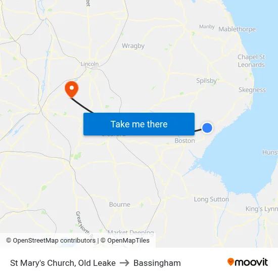 St Mary's Church, Old Leake to Bassingham map