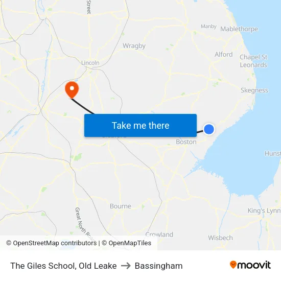 The Giles School, Old Leake to Bassingham map