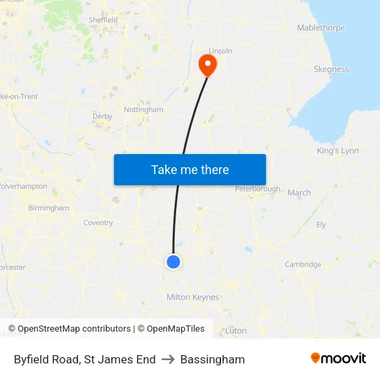 Byfield Road, St James End to Bassingham map
