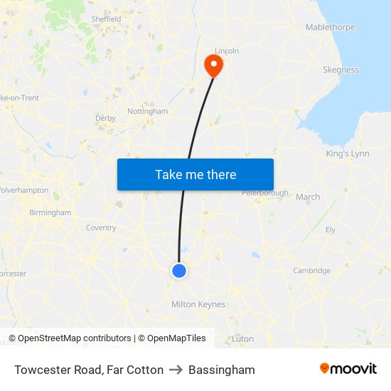 Towcester Road, Far Cotton to Bassingham map