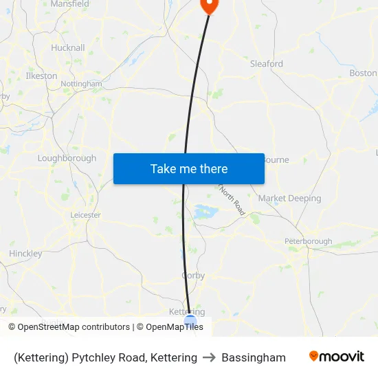 (Kettering) Pytchley Road, Kettering to Bassingham map