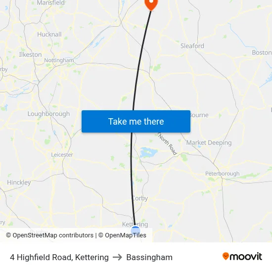 4 Highfield Road, Kettering to Bassingham map