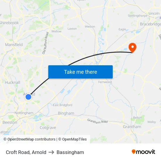 Croft Road, Arnold to Bassingham map