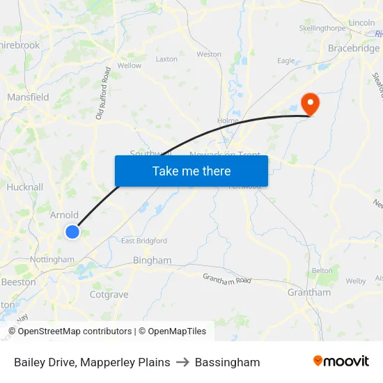 Bailey Drive, Mapperley Plains to Bassingham map