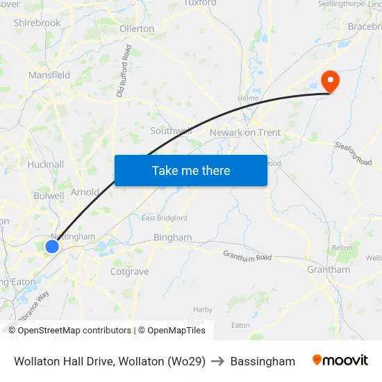 Wollaton Hall Drive, Wollaton (Wo29) to Bassingham map