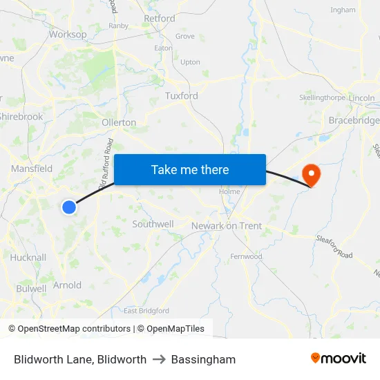 Blidworth Lane, Blidworth to Bassingham map