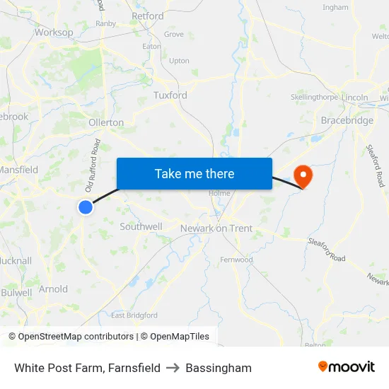 White Post Farm, Farnsfield to Bassingham map