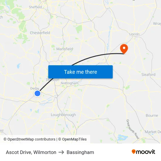 Ascot Drive, Wilmorton to Bassingham map