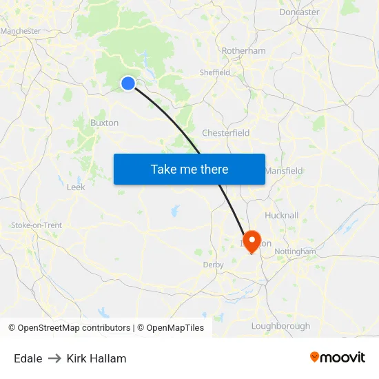 Edale to Kirk Hallam map