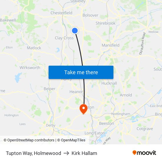 Tupton Way, Holmewood to Kirk Hallam map