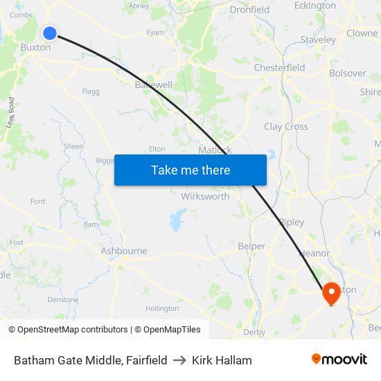 Batham Gate Middle, Fairfield to Kirk Hallam map