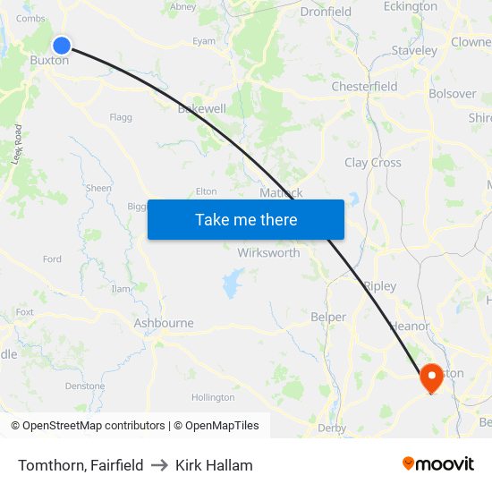 Tomthorn, Fairfield to Kirk Hallam map